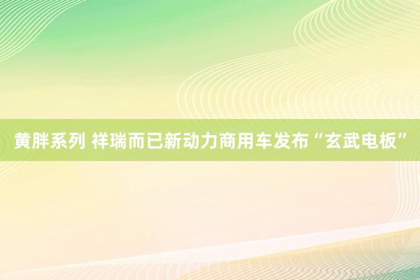 黄胖系列 祥瑞而已新动力商用车发布“玄武电板”