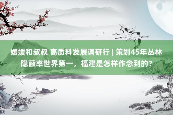 媛媛和叔叔 高质料发展调研行 | 策划45年丛林隐蔽率世界第一，福建是怎样作念到的？