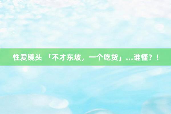 性爱镜头 「不才东坡，一个吃货」...谁懂？！